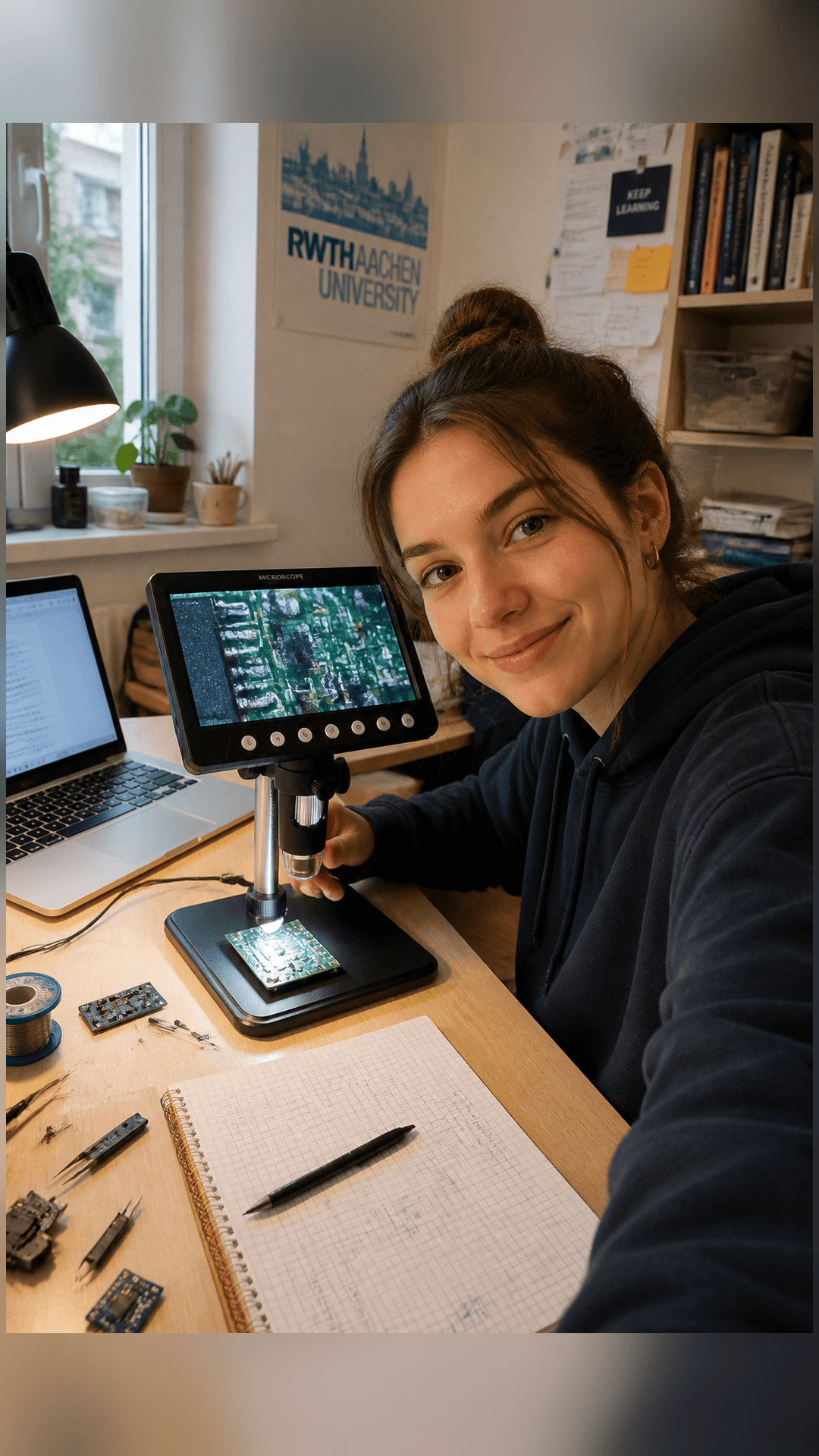 VisioZoom Digitalmikroskop bei Elektronikarbeiten.