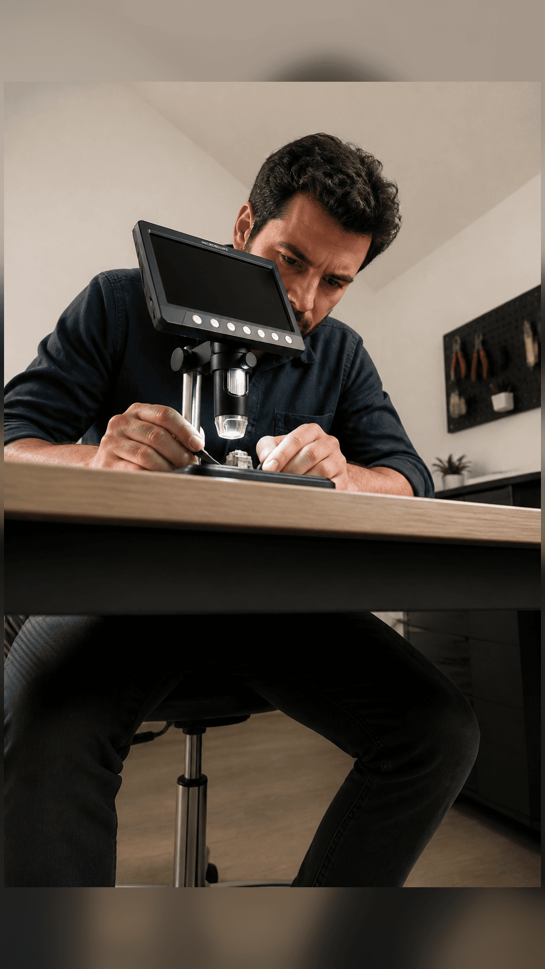 Kleines Bauteil unter dem VisioZoom Digitalmikroskop.